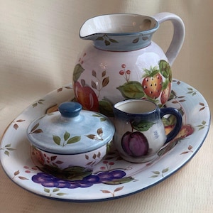 Vintage Black Forest Fruit Ceramic Set | Heritage Mint Farmhouse Kitchen Decor | Hand-Painted Discontinued