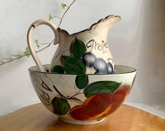 Vintage Frutti kan en kom set | Keramisch keukendecor met fruitmotief