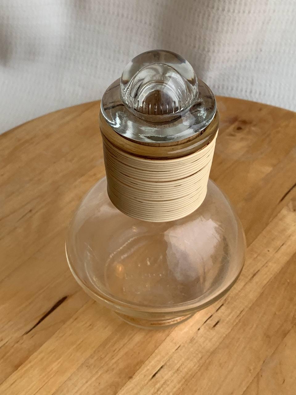 Vintage Mckee Glassbake Bottle | Yellow Woven Wrap Syrup Dispenser