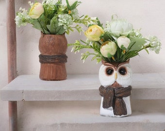 Vase à fleurs en forme de hibou | Vase esthétique | Vase moderne | Décoration de table | Vase pour fleurs et plantes | Vase animal | Décoration d'intérieur | Cadeau amoureux