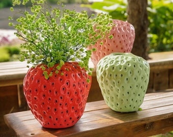 Vase en forme de fraise | Vase à fleurs fraise | | Vases décoratifs | Pots de fleurs | Décorations de salon | Cadeau pour pendaison de crémaillère