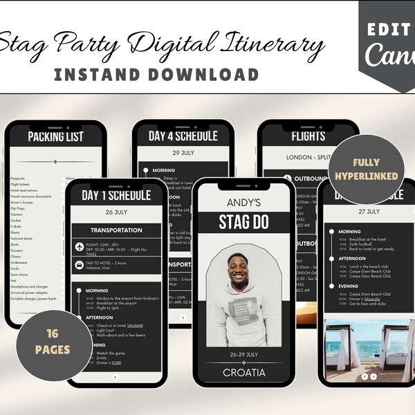 Stag Do Itinerary | Stag Weekend | Stag Party Template | Digital Stag Invite | Digital Itinerary | Digital Download | Stag Weekend Itinerary