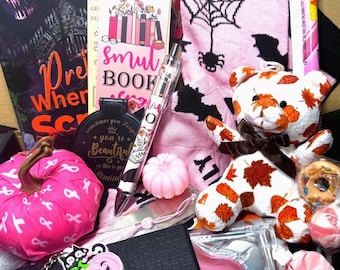 Halloween Dark Romance Book Box - Breast Cancer Awareness Month  - As pictured, includes book,  choose your trope & vanity!