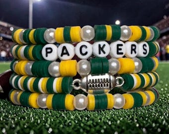 Packers Football Bracelet Stack for NFL Game Day Watch Party