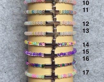 Faith Inspired Beaded Cross Bracelet for Her Kids Religious Gift Handmade Christian Jewelry