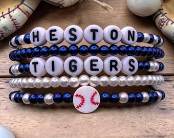 Baseball Mom Bracelet Stack Personalized Player Name Custom Colors Jersey Number Team Mascot