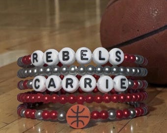 Basketball Mom Gift Bracelet Stack Personalized Player Name Custom Colors Jersey Number
