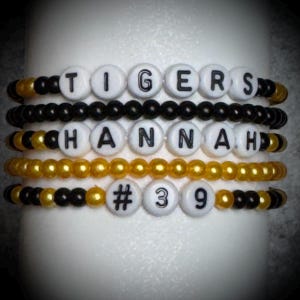 Personalized Custom High School Football Team Colors Bracelet For Player Name Jersey Number Bracelet For Athlete Spirit Jewelry For School