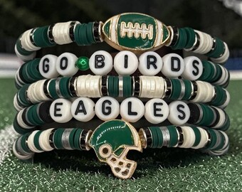 Eagles Football Bracelet Stack NFL Game Day Jewelry Set