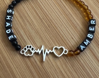 Personalized Pet Lover Cat Mom Dog Dad Bracelet Custom Memorial Name Beaded Jewelry