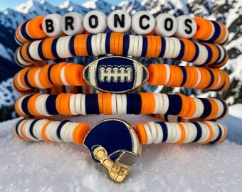 Personalized Broncos NFL Bracelet Stack  Football Playoff Bowl Game Day Watch Party Gift for Girlfriend Wife Friend Coworker