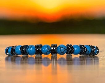 Hematite Bracelet Gift Howlite Tiger Eye for Men or Women