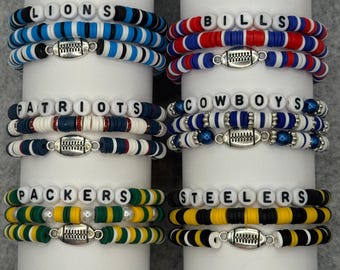 Personalized Lions NFL Bracelet Stack, Football Game Day Jewelry