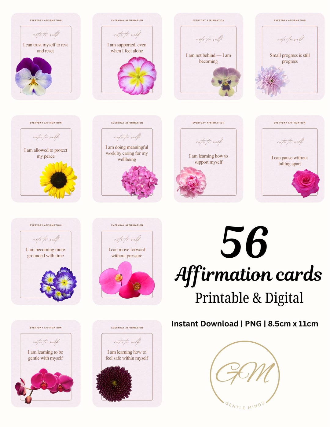 Positive Affirmation Cards | Floral | Printable | Digital ...