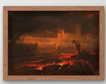 Pandemonium by John Martin 1841, Art Print Poster, Museum Quality Oil Painting, Classical Art home deco, Housewarming art gift