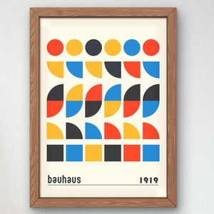 Bauhaus Mid Century Modern Print, Home deco, Arte geométrico de la pared, Cartel de calidad del museo, Minimalista, Art déco abstracto, Retro Deco, Idea de regalo