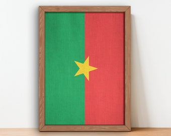 Burkina Faso Flag Poster wall art prints Burkina Faso Vintage Flag