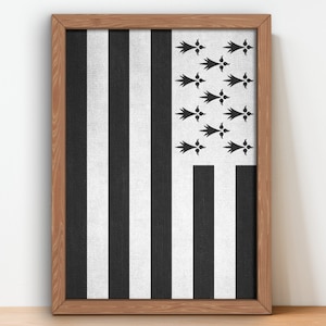 Breton Flag Poster wall art prints Brittany Vintage Flag