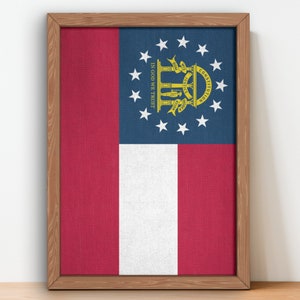 Georgia Flag Poster wall art prints Georgia Vintage Flag