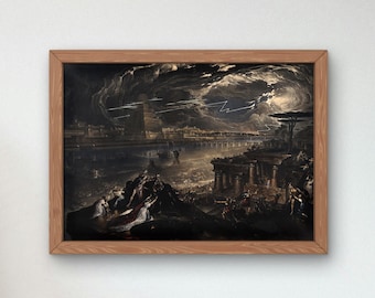 ジョン・マーティン作「バビロンの崩壊」1831年、美術館品質の油絵プリント、クラシックアートポスター、ホームデコウォールアート、新築祝いのギフト