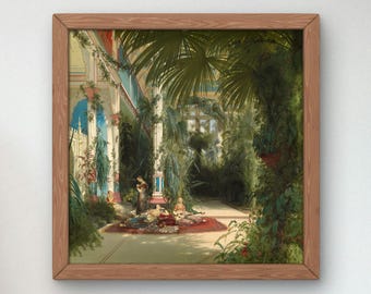 The Interior of the Palm House on the Pfaueninsel Near Potsdam by Carl Blechen 1834, Museum Quality Oil Painting, Modern Art home decor