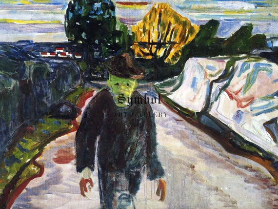 エドヴァルド・ムンク作「殺人者」1910年、美術館品質の油絵プリント