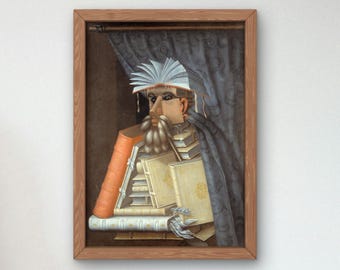 The Librarian by Giuseppe Arcimboldo 1566, Museum Quality Oil Painting, Classical Art home decor, wall art Print Poster