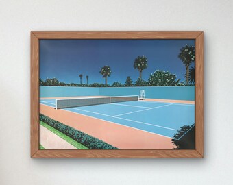Campamento de tenis de Hiroshi Nagai, Póster, Estética de los años 80, Vaporwave, Synthwave, Arte japonés, Retrowave, Regalo de arte de inauguración de la casa