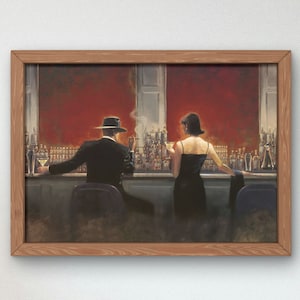 Evening Lounge by Brent Lynch, Valentine&#39;s Day Gift, Museum Quality Oil Painting print home decor wall art, Elegant artwork, Cigar Bar deco