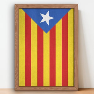 Pegatina «CATALUÑA Bandera Catalana Senyera España Cataluña Mini Banderas Y Esquema Del Mapa» De