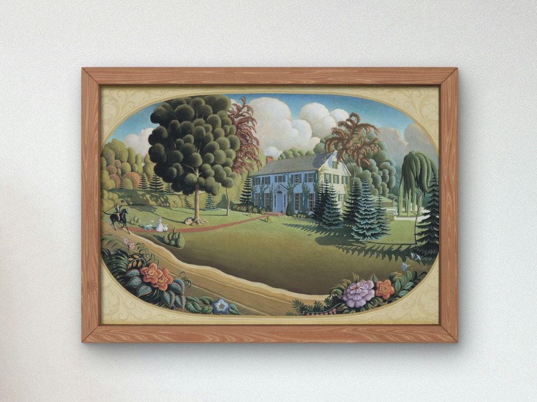 Overmantel Decoration Grant Wood 1930, Museum Quality Oil Painting