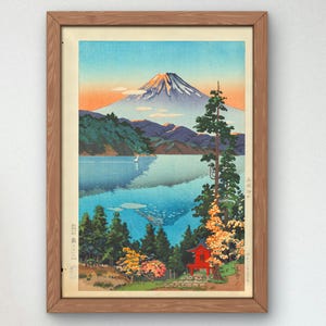 Lago Ashi nelle colline di Hakone all'inizio dell'autunno di Tsuchiya Koitsu 1938, Arte giapponese, Arte orientale asiatica, Stampa poster Ukiyo-e, Inaugurazione della casa