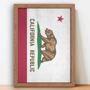 California Flag Poster wall art prints California Vintage Flag
