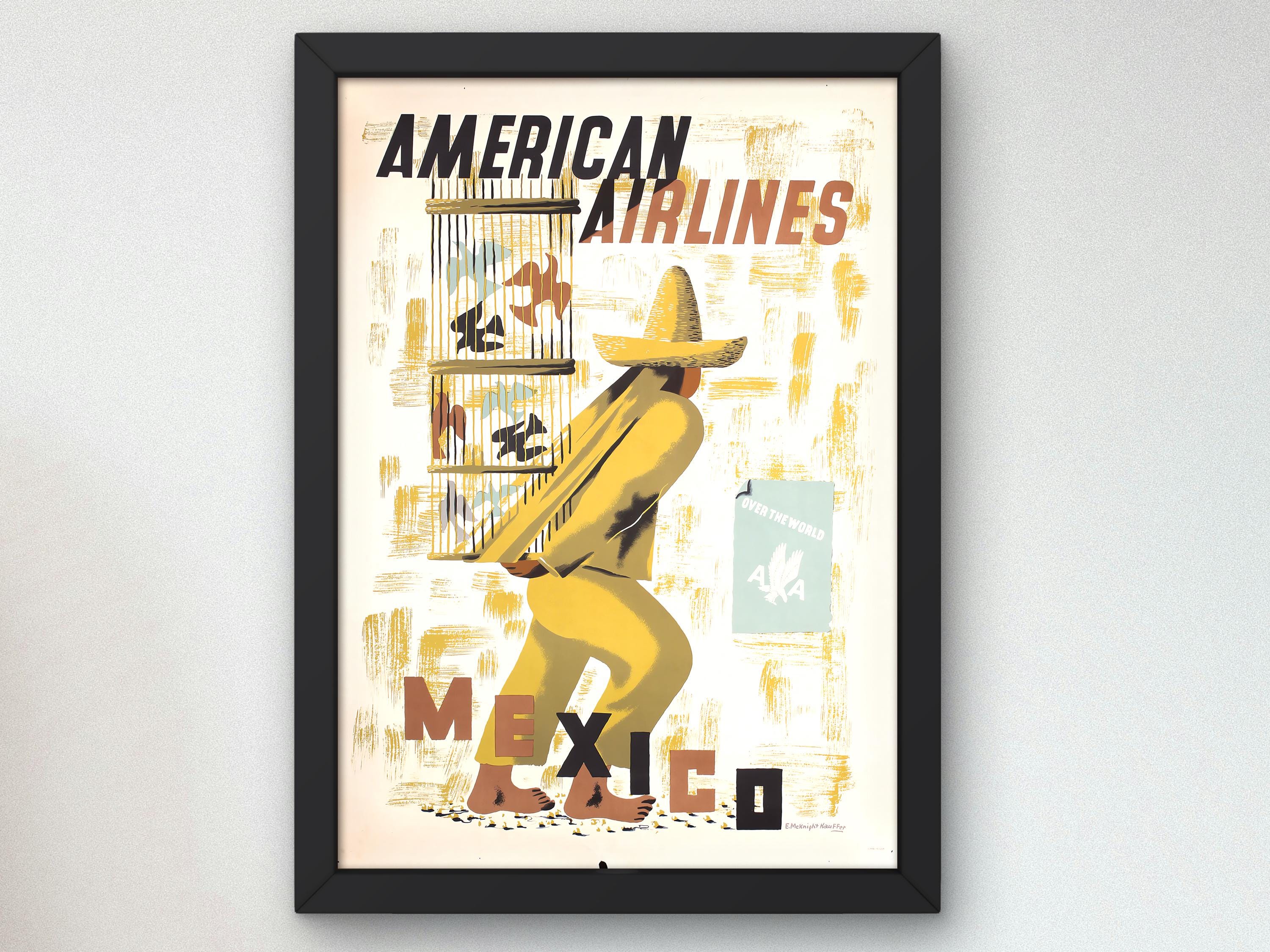 American Airlines Vintage Travel Poster Mexico by Edward Mcknight