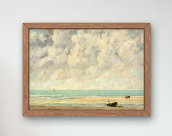 ギュスターヴ・クールベ作「穏やかな海」1869年、美術館品質の油絵