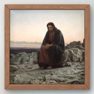Christ in the Desert by Ivan Kramskoi 1872, Museum Quality Oil Painting Print, Classical home Wall art Poster, Housewarming art Gift