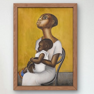 ミゲル・コヴァルビアス作「マドレ・イ・ニーニョ」1927年、美術館品質のプリント、モダンアート、ホームデコウォールアートポスター、新築祝いアートギフト