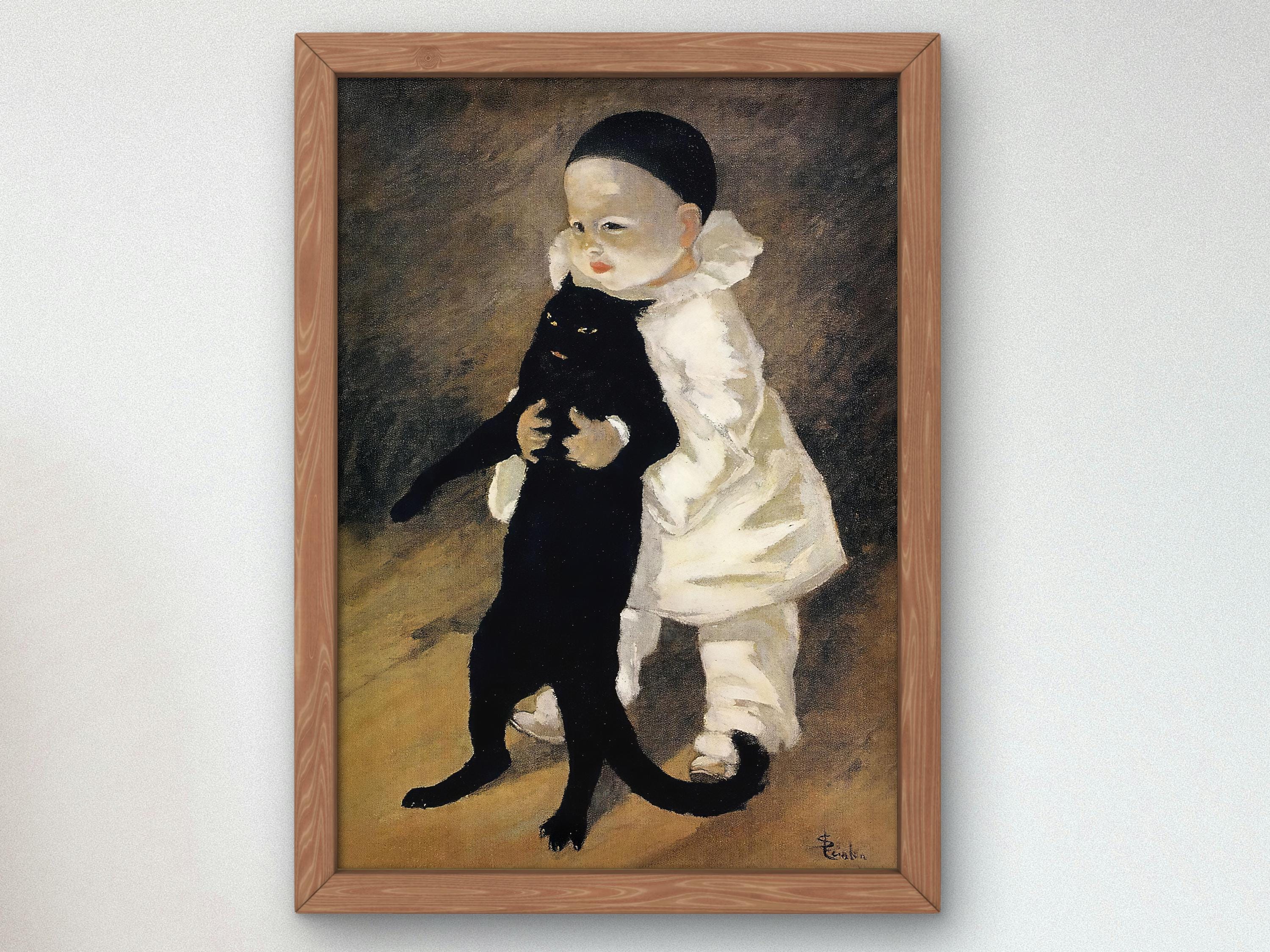 グリーン ピエロの油彩画 ヴィンテージ 油彩画 ピエロ グリーン ピエロ