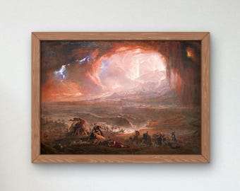 ジョン・マーティン作「ポンペイとヘルクラネウムの破壊」1822年、古典美術ポスター、美術館品質のプリント、ウォールアート、ホームデコギフト