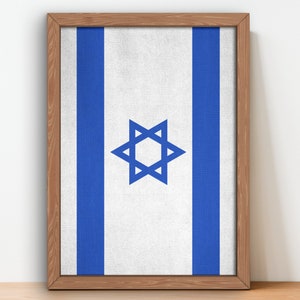 Israel Flag Poster wall art prints Israel Vintage Flag