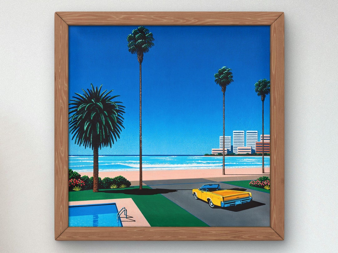 上永井正 洋画　「風景」 East Shore by 永井宏 ポスター、80年代の美学、ヴェイパーウェイヴ