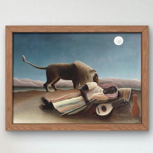 El bohemio durmiente de Henri Rousseau 1897 Impresión de arte, impresión de pintura al óleo de calidad del museo, arte de la pared de decoración del hogar, regalo de inauguración de la casa