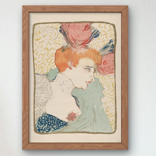 Porträttbyst av Mademoiselle Marcelle Lender av Henri de Toulouse Lautrec och Edward Ancourt 1896, väggkonsttryck, reproduktion