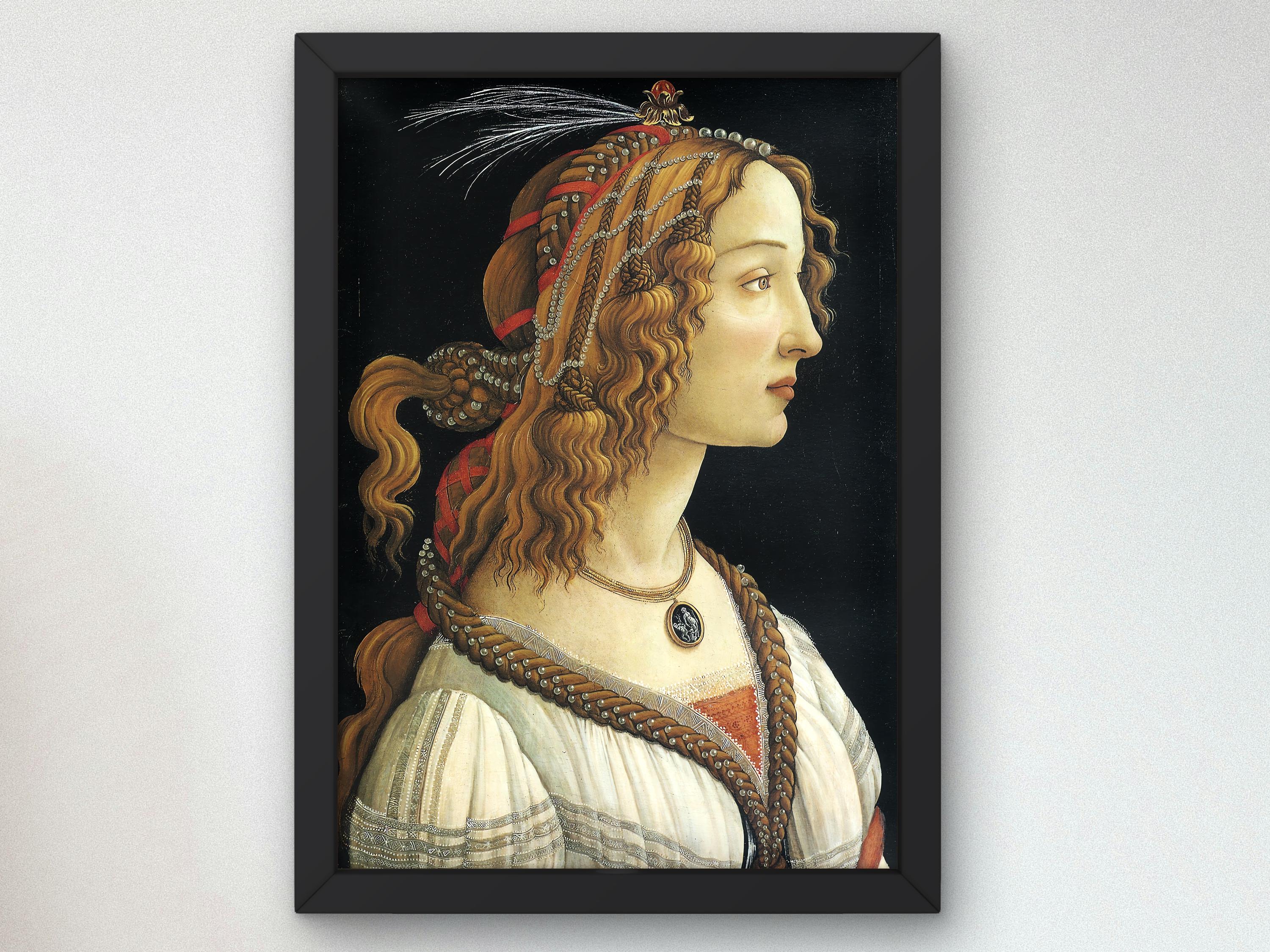 サンドロ・ボッティチェリ作「若い女性の肖像」1476年、美術館品質の