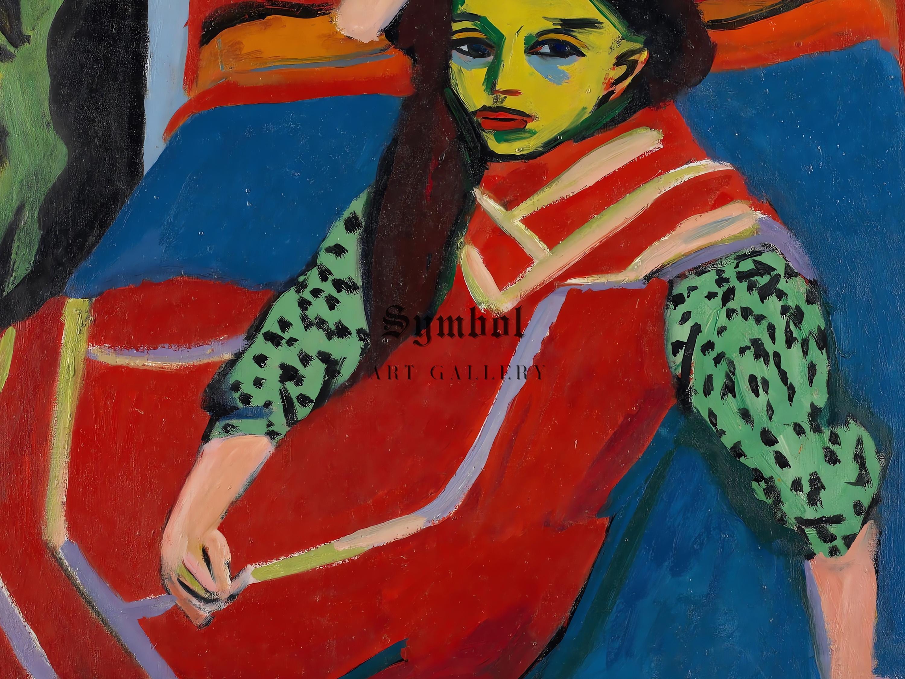 Seated Girl by Ernst Ludwig Kirchner 1910, Museum Quality Oil