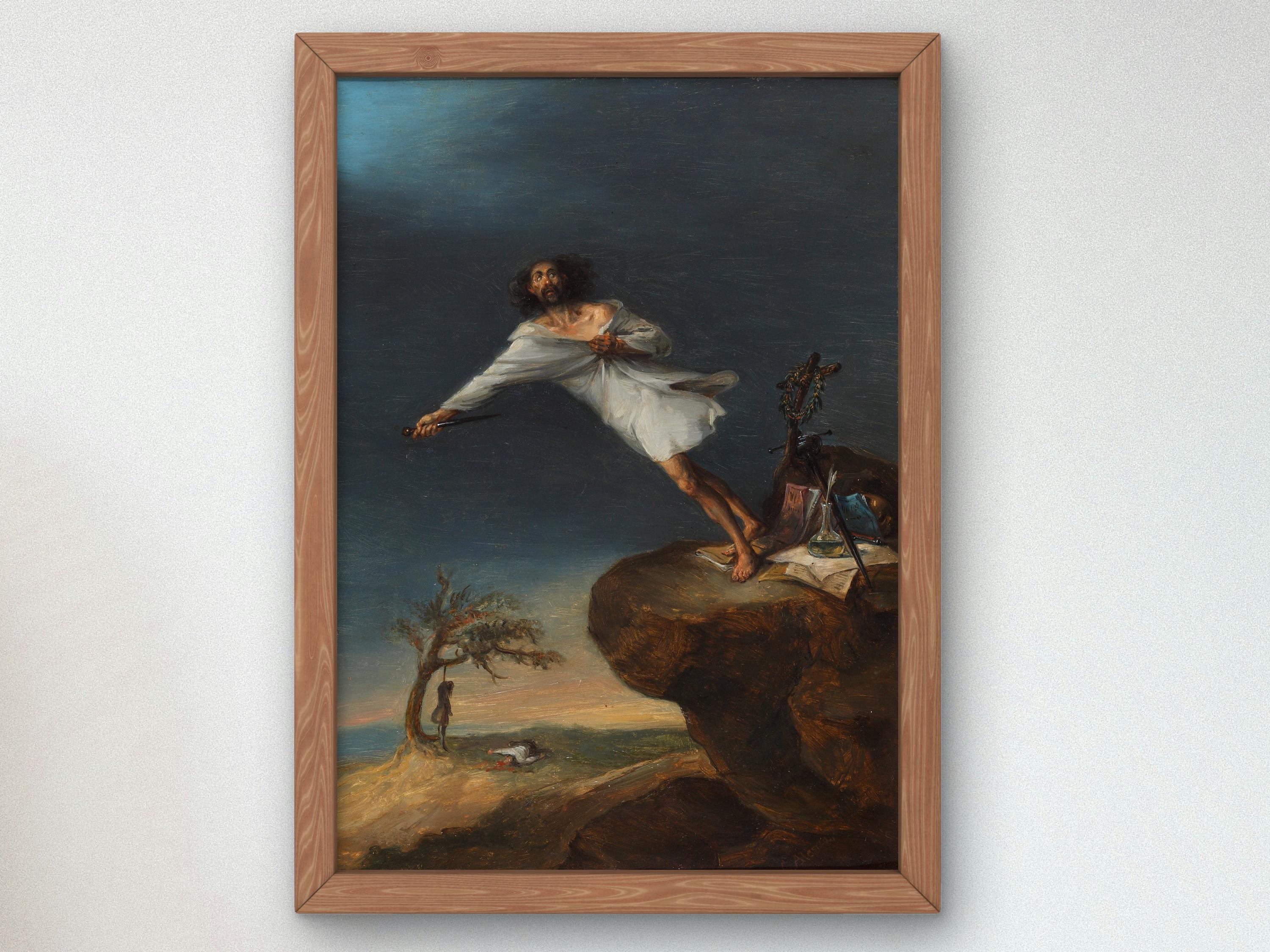 Satire of Romantic Suicide by Leonardo Alenza 1839, Wall Art Print