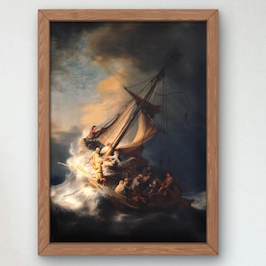 Christ in the Storm on the Sea of Galilee by Rembrandt 1633, Museum Quality Oil Painting Print, Classical art, home Deco Poster, art Gift