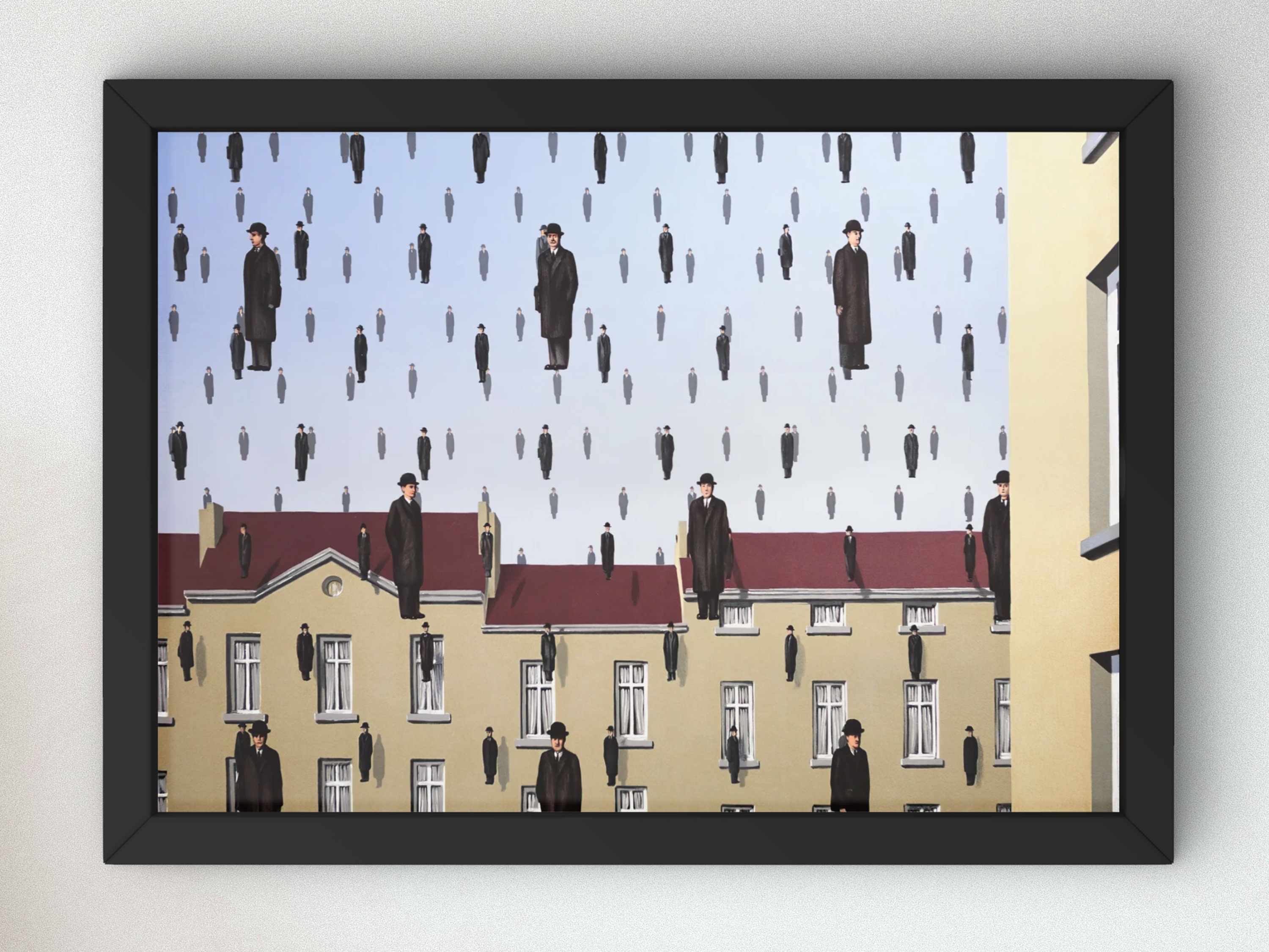 額装済/ゴルコンテ（ルネ マグリット） ルネ・マグリットのゴルコンダ 1953 アートプリント、美術館品質の