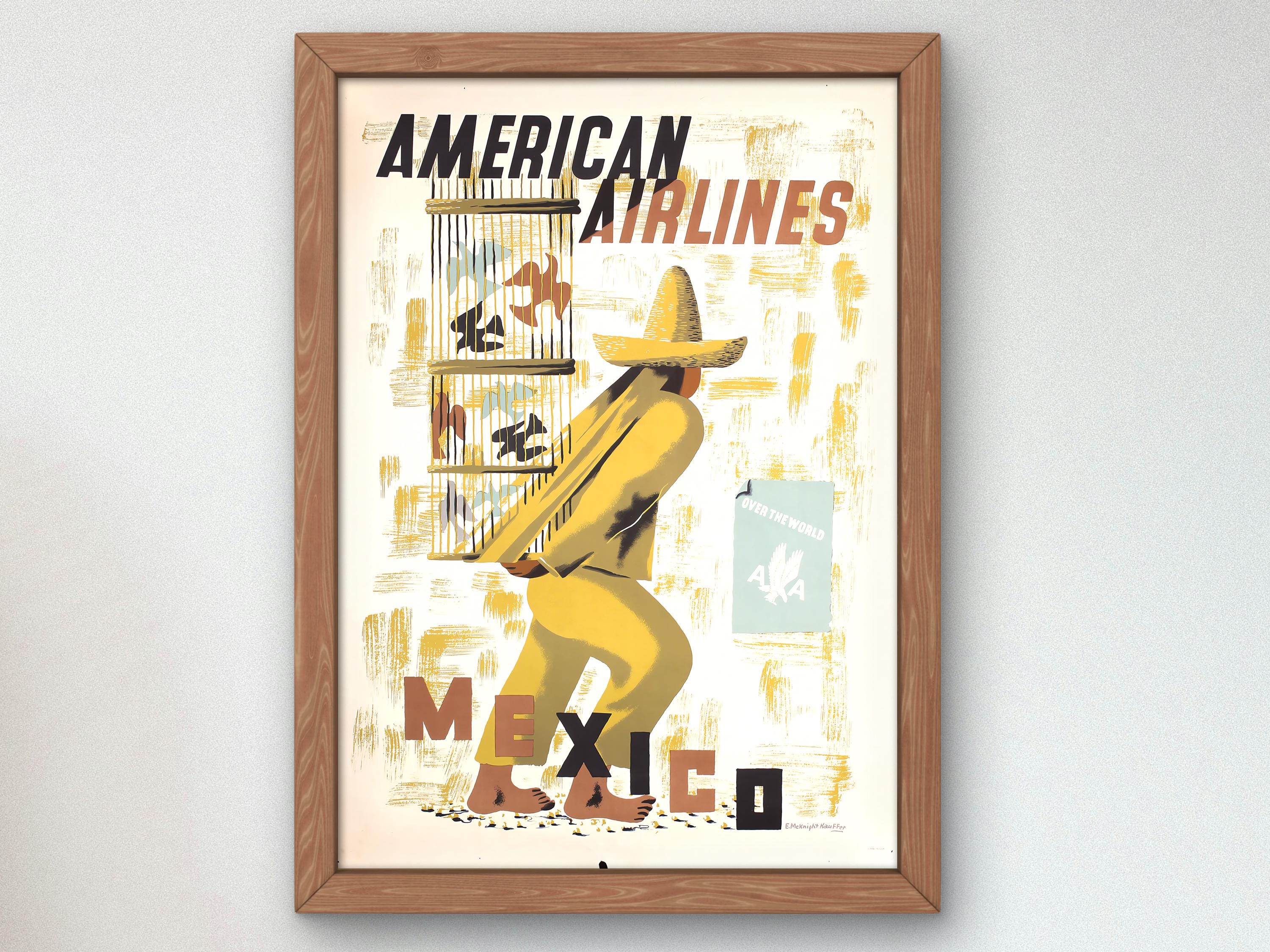 American Airlines Vintage Travel Poster Mexico by Edward Mcknight
