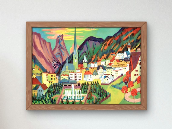 モザイク　油絵アート エルンスト・ルートヴィヒ・キルヒナー作「夏のダボス」1919年、美術館